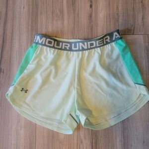 Under Armour Shorts UA Play Up Side Womens Small Seaglass Blue/Comet Green‎